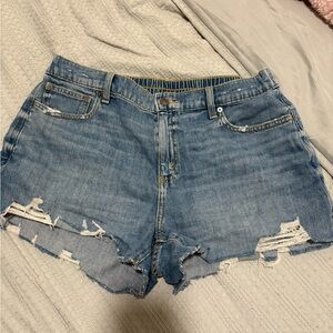 Aerie Blue Distressed Jean Shorts